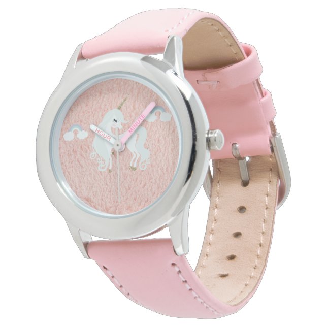 Einfarbige Pfirsich-/Rosa-Imitate für die Gesichts Armbanduhr (Schrägansicht)
