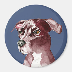 Einfarbige Pitbull-HundeAquarell-Malerei Magnet