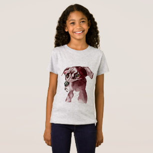 Einfarbige Pitbull-HundeAquarell-Malerei T-Shirt