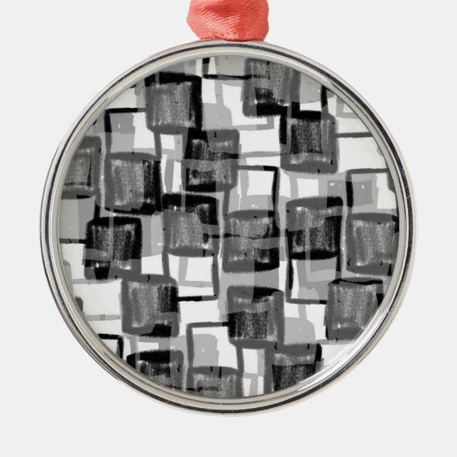 Einfarbige Quadrate Silbernes Ornament (Vorne)