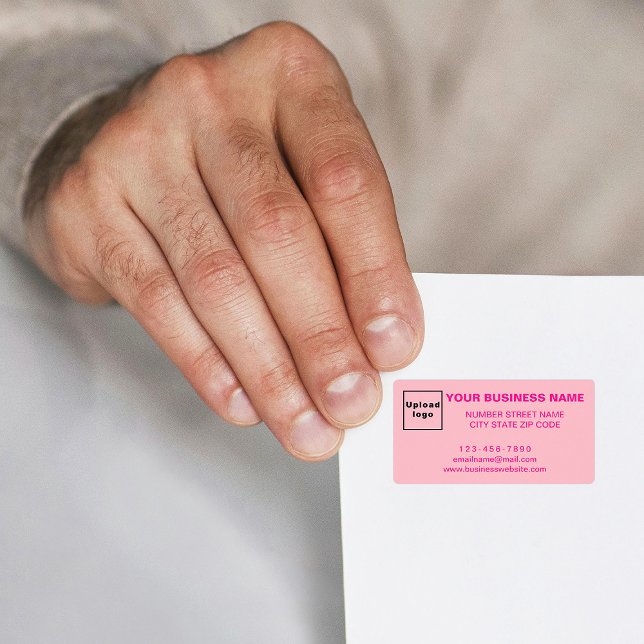 Einfarbige, rosa Markenbezeichnung für das Adresse Adressaufkleber (Monochrome pink address label with your business brand)