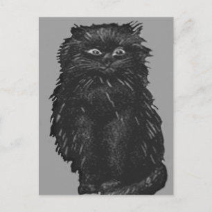 Einfarbige schwarze Katze Postkarte