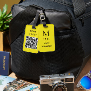 Einfarbiger QR-Code-Scan, falls verloren Neon-Gelb Gepäckanhänger