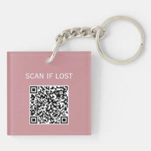 Einfarbiger QR-Code-Scan, falls verloren Pastell S Schlüsselanhänger