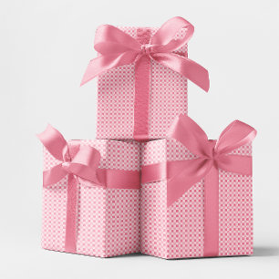 Einfarbiger Rosa Kleiner Gingham-Karo Geschenkpapier