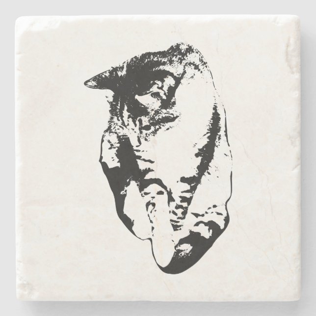 Einfarbiger Tabby-Cat-Untersetzer Steinuntersetzer (Vorderseite)