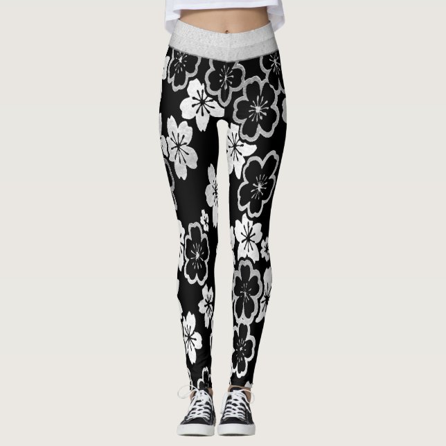 Einfarbiges japanisches Blumen Leggings (Vorderseite)