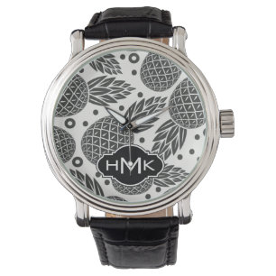 Einfarbiges Monogramm der Ananas-  Armbanduhr