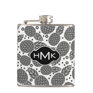 Einfarbiges Monogramm der Ananas-  Flachmann