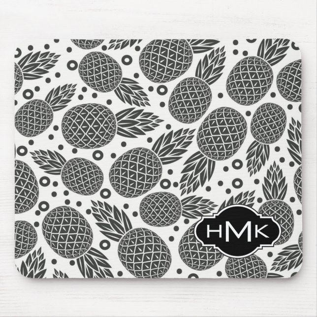 Einfarbiges Monogramm der Ananas-| Mousepad (Vorne)