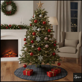 Einfarbiges Quadrat Karo Dunkelgrau Kariert Polyester Weihnachtsbaumdecke