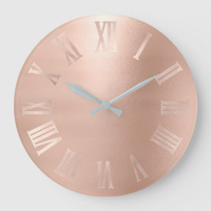 Einfarbiges rosa Rosen-Gold metallisches römische Große Wanduhr