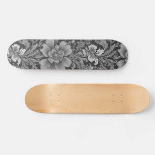Einfarbiges Vintage-Blumenmuster Skateboard