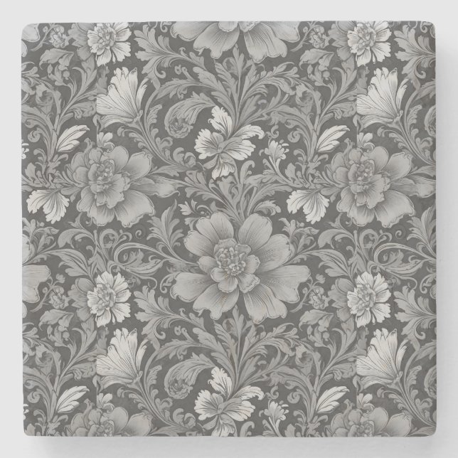 Einfarbiges Vintage-Blumenmuster  Steinuntersetzer (Vorderseite)