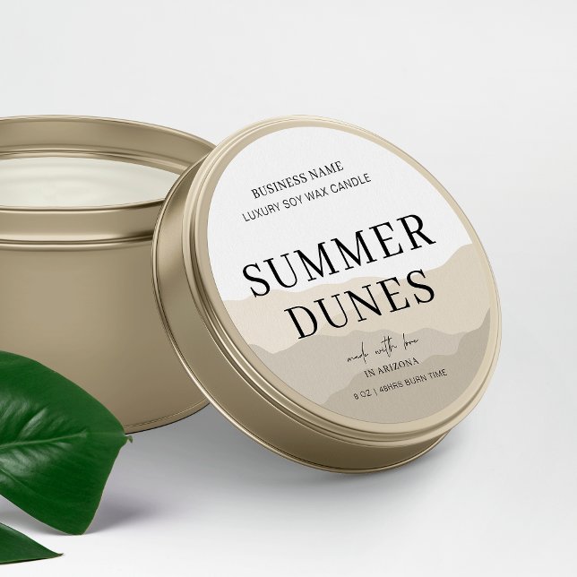 Einfügen des Logos Moderne Boho Beige Candle Jar P Runder Aufkleber (Von Creator hochgeladen)