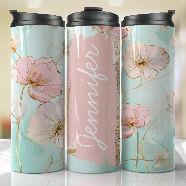 Einfügen von benutzerdefinierten Namen Thermosbecher (Floral Personalized Tumbler)