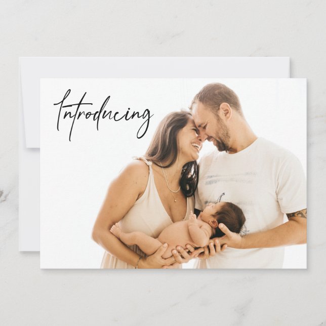 Einführung Baby Dusche BOY Birth Custom Fotos Dankeskarte (Vorderseite)