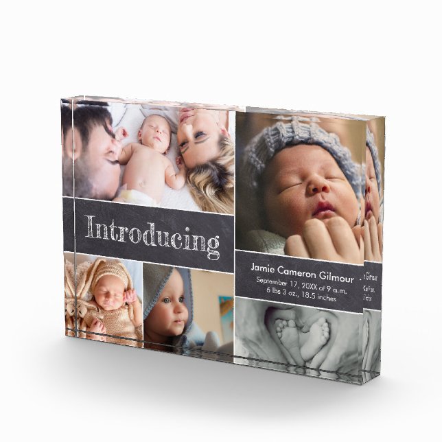 Einführung Baby Foto Collage Geburtshinweis (Rechts)