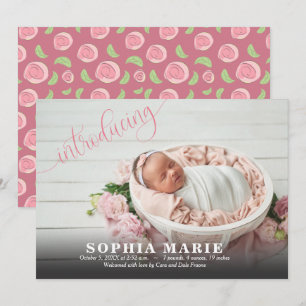 Einführung Baby Foto Rosa Geburtshinweise