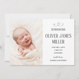 Einführung der Baby Birth Announcement Foto Card Ankündigung