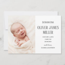 Einführung der Baby Birth Announcement Foto Card