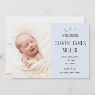 Einführung der Baby Birth Announcement Foto Card Ankündigung