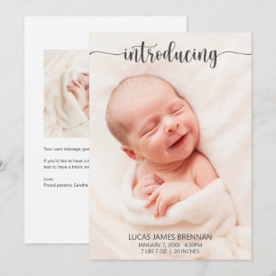 Einführung der Baby Birth Announcement Foto Card Ankündigung