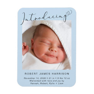 Einführung der Geburtserklärung von Foto Baby Boy Magnet