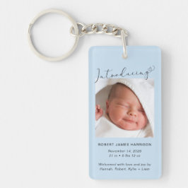 Einführung der Geburtserklärung von Foto Baby Boy Schlüsselanhänger