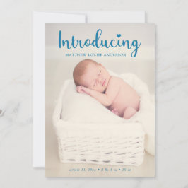 Einführung der Handschrift Blue Baby Boy Elegant Ankündigung