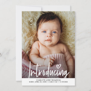 Einführung des modernen Baby Girl-Fotos Dankeskarte