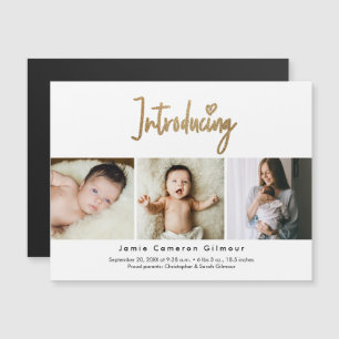 Einführung in das Baby Custom 3 Foto Magneteinladung