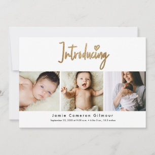 Einführung in Gold Script für Custom 3 Foto Baby Dankeskarte