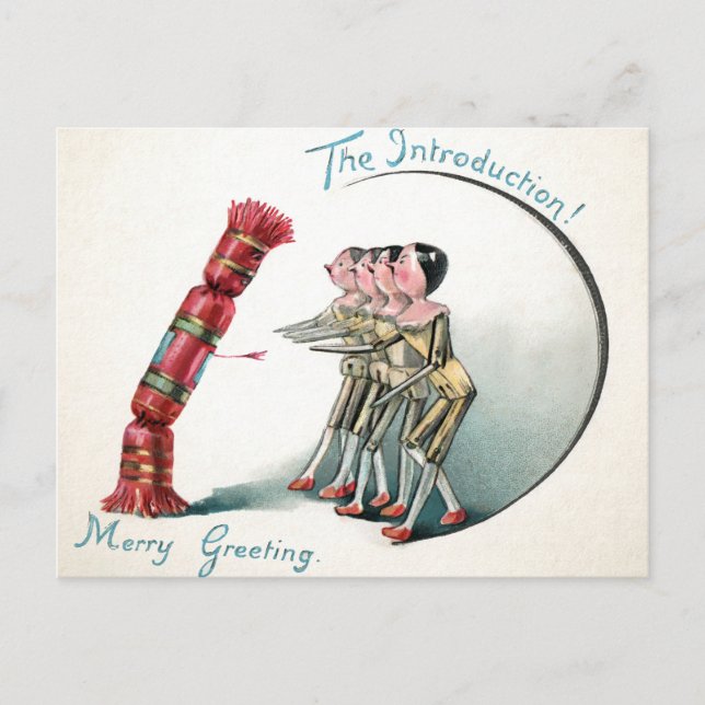 Einführung in Vintage Viktorianische Holzpuppen Postkarte (Vorderseite)