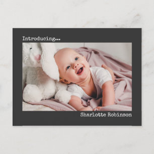 Einführung   Minimalistisches neues Baby-Foto Postkarte
