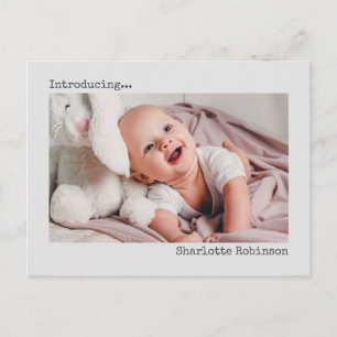 Einführung Minimalistisches neues Baby-Foto Postkarte