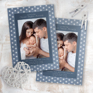 Einführung von Baby Foto Blue Stars Birth Ankündigung