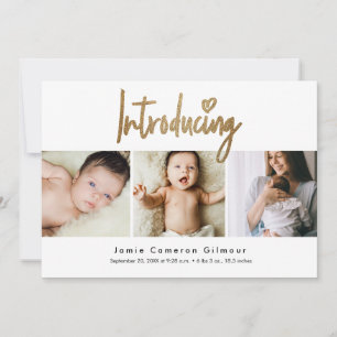 Einführung von Baby Gold Script Custom Fotos Ankündigung