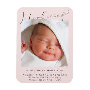 Einführung von Foto Baby Girl Geburtsankündigung Magnet