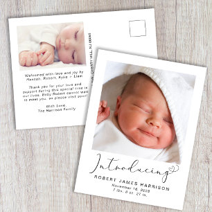 Einführung von Fotos Baby Birth Ankündigungspostkarte