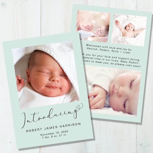 Einführung von Fotos Baby Birth Mint Ankündigung (Von Creator hochgeladen)