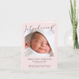 Einführung von Fotos Pink Baby Girl Birth Ankündigung