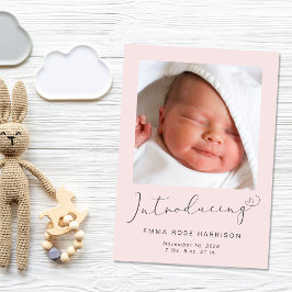 Einführung von Fotos Pink Baby Girl Birth Ankündigung
