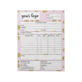 Eingang des Formulars für den geschäftlichen Verka Notizblock