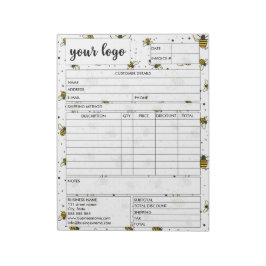 Eingang des Formulars für den geschäftlichen Verka Notizblock