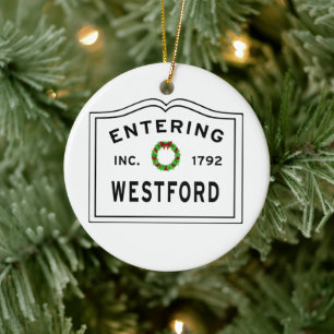 Eingang Massachusetts Stadt Westford Keramik Ornament
