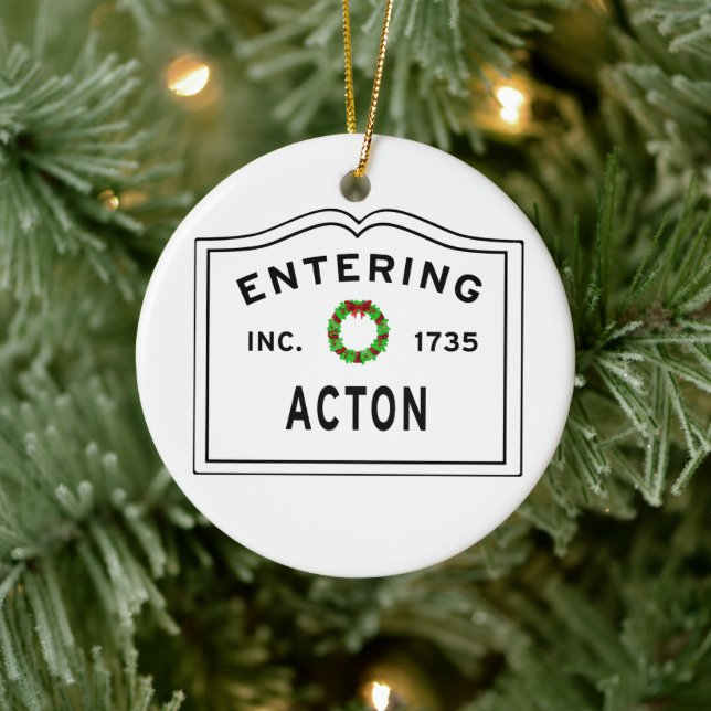 Eingang Massachusetts Town Acton Keramik Ornament (Baum)
