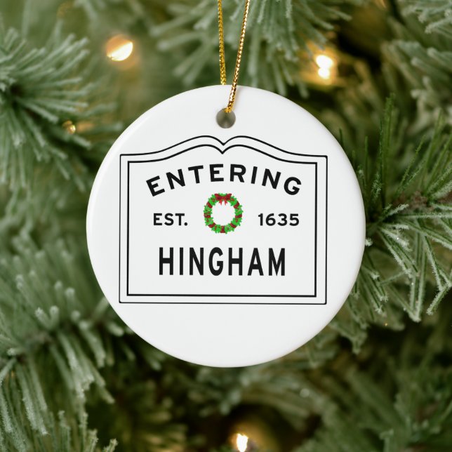 Eingang Massachusetts Town Hingham MA Keramik Ornament (Baum)