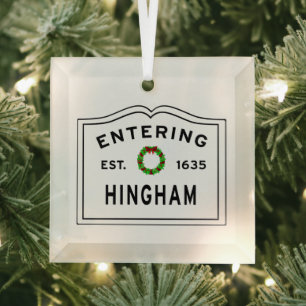 Eingang Massachusetts Town Hingham MA Ornament Aus Glas