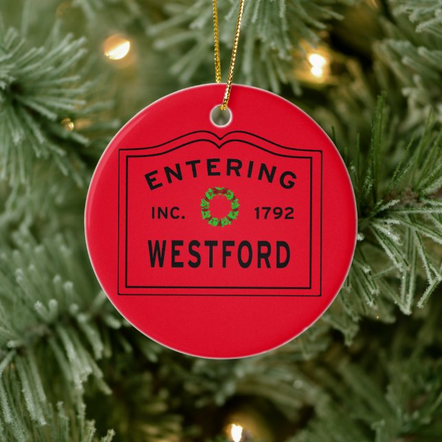 Eingang Massachusetts Town Westford Keramik Ornam Keramik Ornament (Baum)